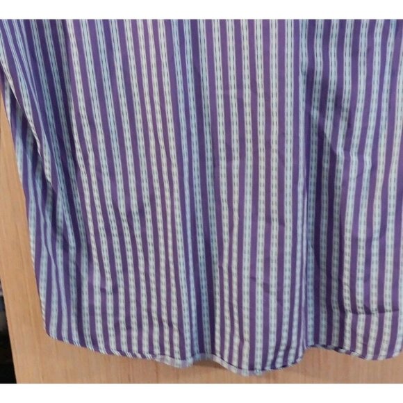 Luchiano Visconti (L) Mens Purple Striped Button Paisley Print Trim 2-ply Cotton - Picture 7 of 7
